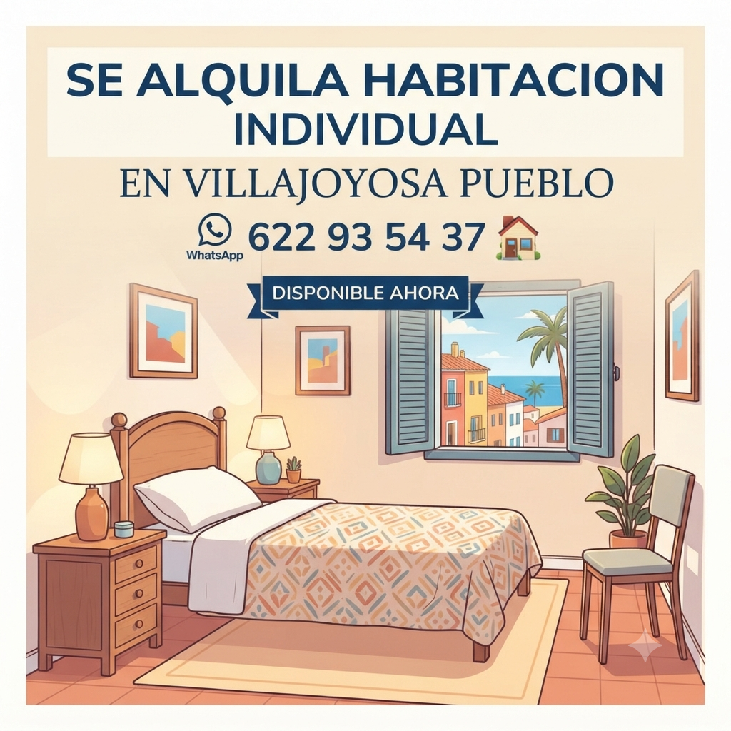 SE ALQUILA HABITACION VILLAJOYOSA PUEBLO
